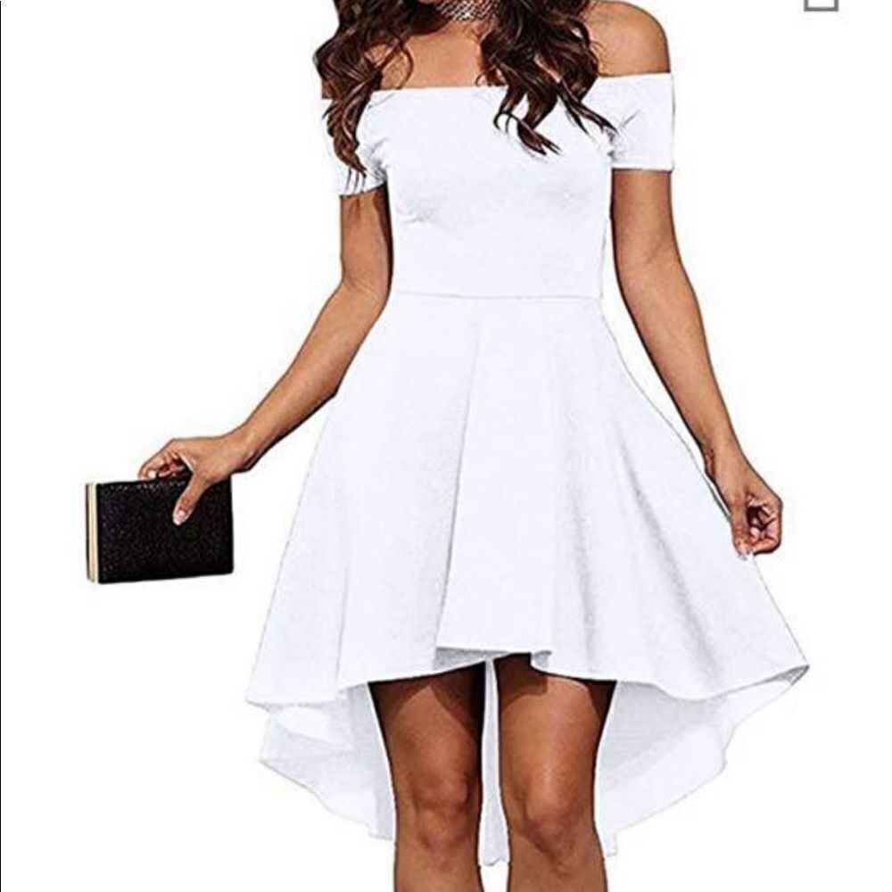 Sarin Matthew’s Women’s White Off The Shoulder High Low Dress Size M